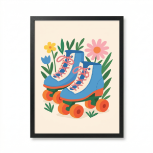 Patins fleuris style retro