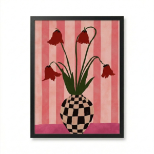 Fleurs Rouges Vase Damier