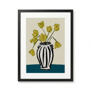 Tulipes Jaunes Vase Rayé
