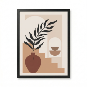 Vase Et Feuillage Abstrait